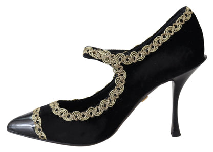 Escarpins élégants brodés en velours verni Dolce &amp; Gabbana