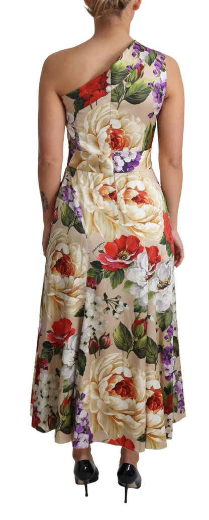 Dolce &amp; Gabbana - Robe longue élégante en soie à imprimé floral et à une épaule