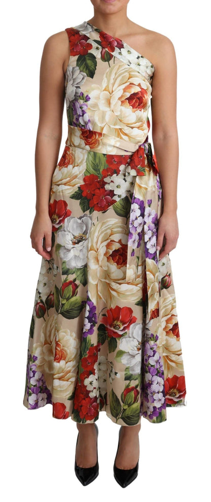 Dolce &amp; Gabbana - Robe longue élégante en soie à imprimé floral et à une épaule