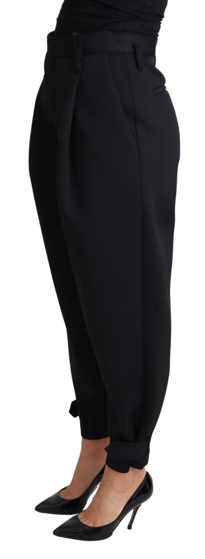 Dolce & Gabbana Black Cropped Dress High Waist Polyester Pants by Dolce & Gabbana