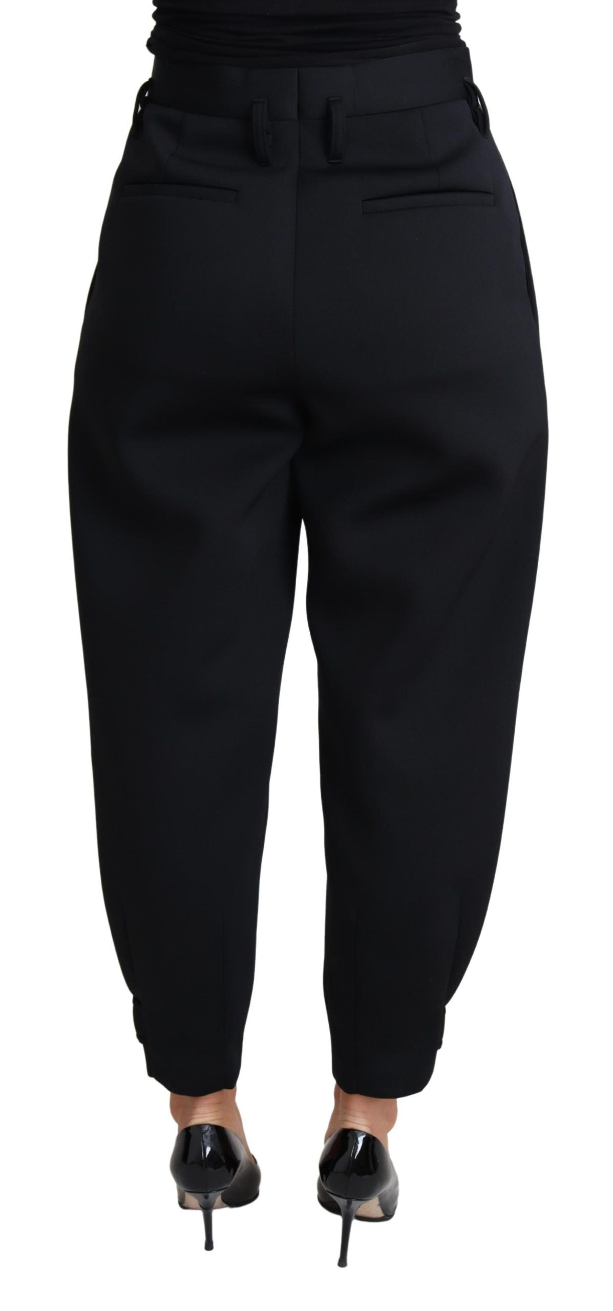 Dolce & Gabbana Black Cropped Dress High Waist Polyester Pants by Dolce & Gabbana