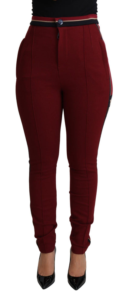 Dolce & Gabbana Red DG Star Striped Skinny Cotton Pant by Dolce & Gabbana