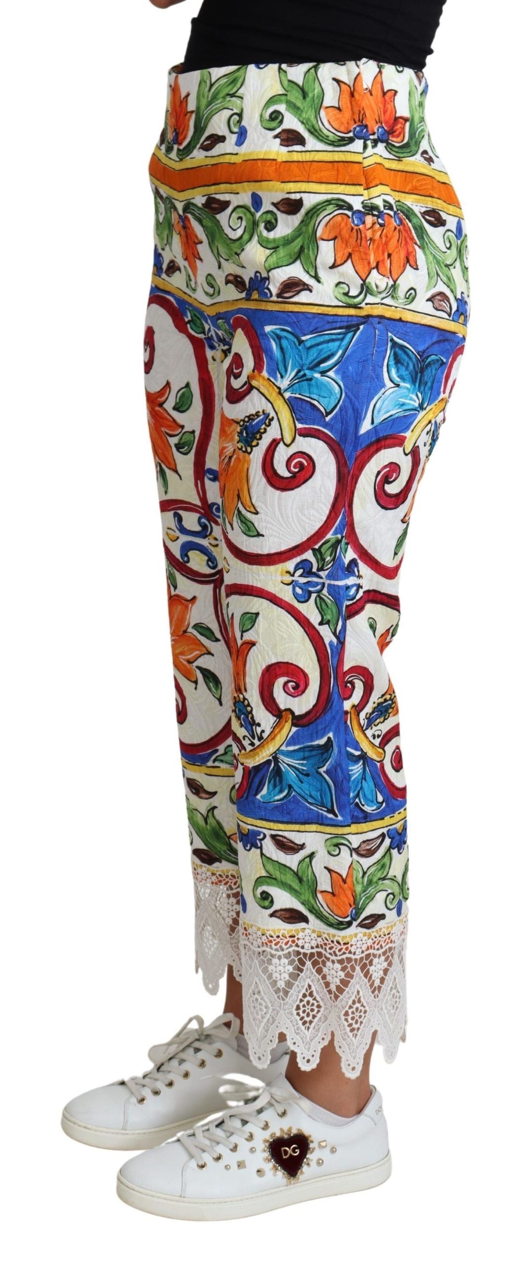 Dolce & Gabbana Multicolor Majolica Print Trouser Cotton Pants by Dolce & Gabbana