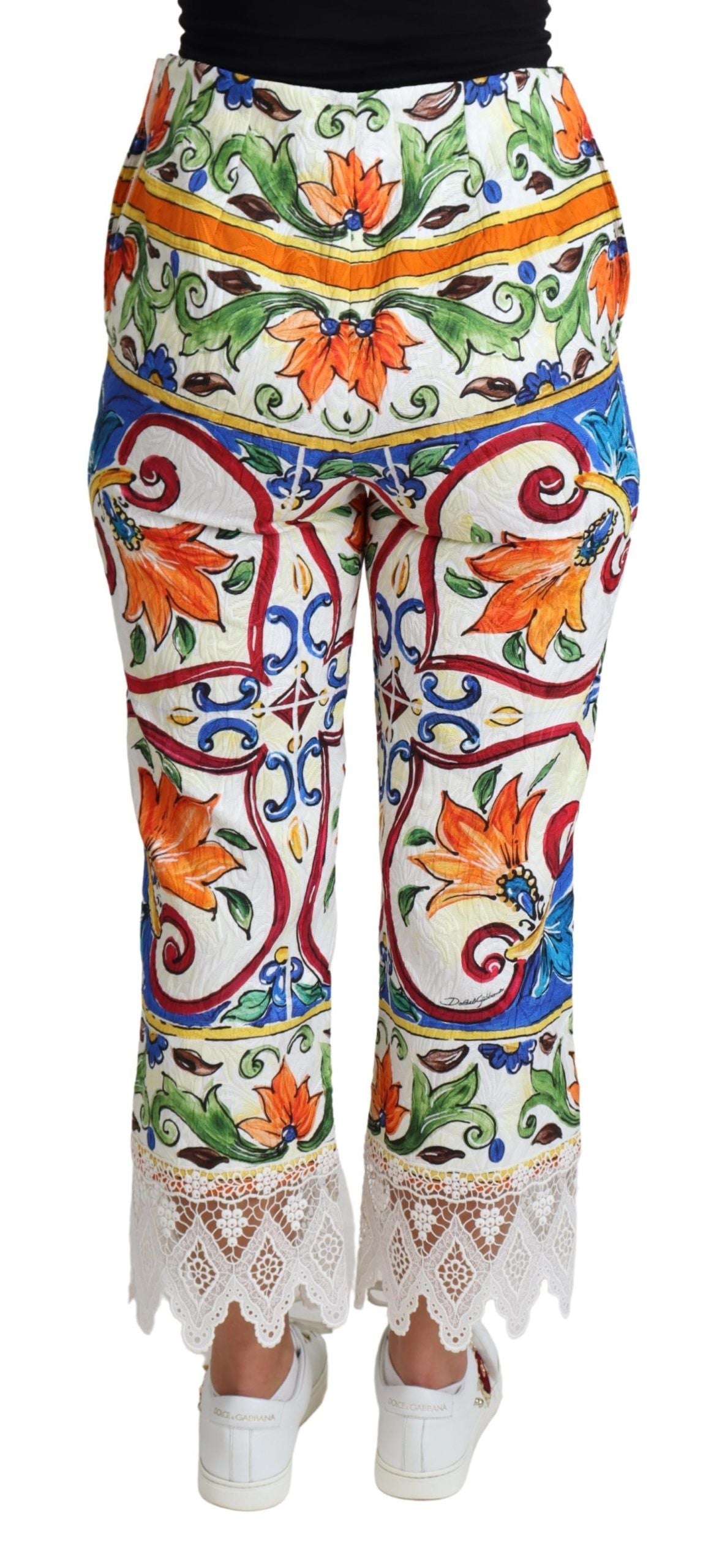 Dolce & Gabbana Multicolor Majolica Print Trouser Cotton Pants by Dolce & Gabbana