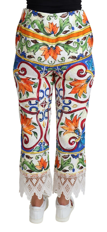 Dolce & Gabbana Multicolor Majolica Print Trouser Cotton Pants by Dolce & Gabbana