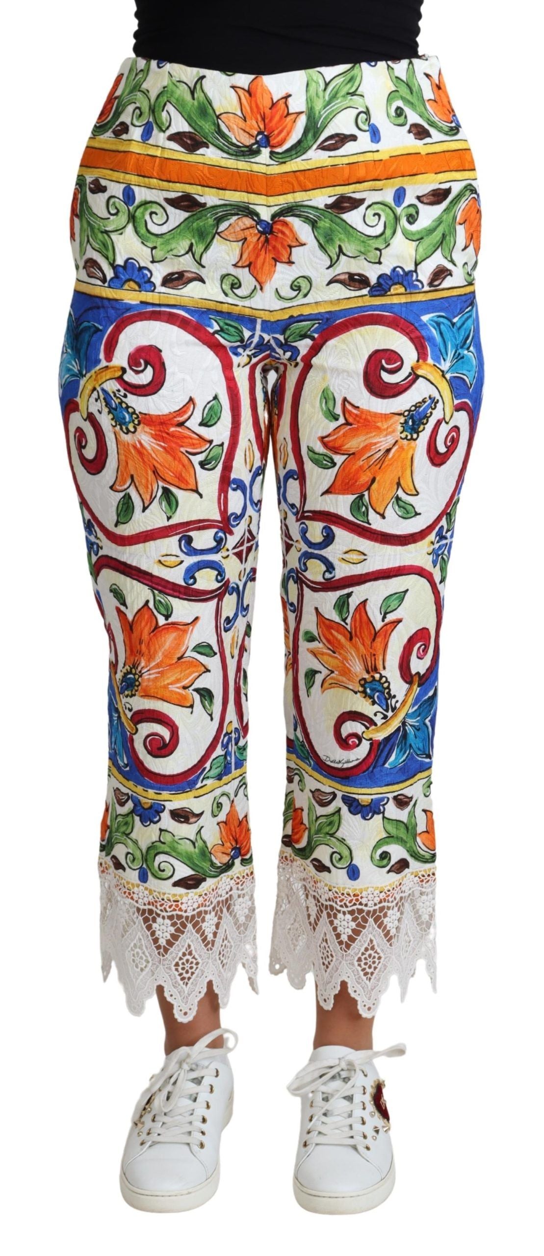 Dolce & Gabbana Multicolor Majolica Print Trouser Cotton Pants by Dolce & Gabbana