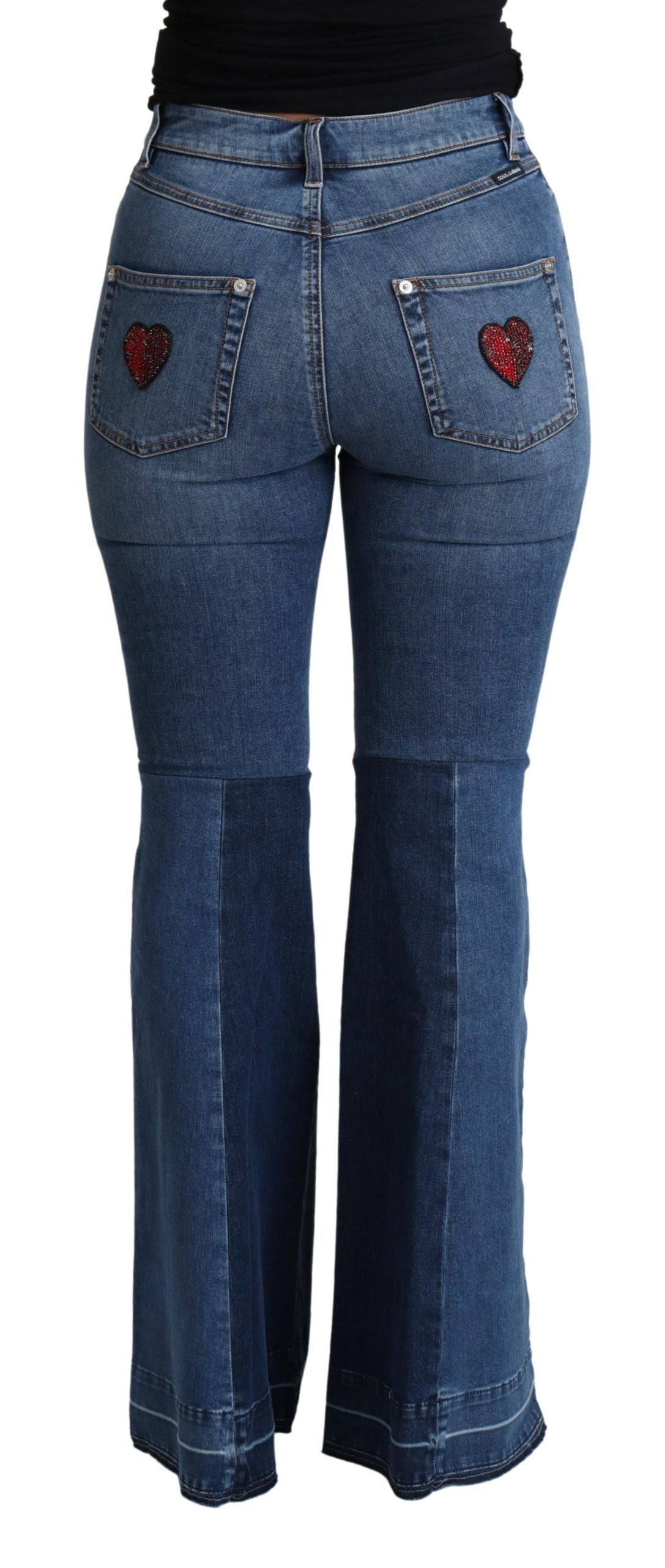 Jean bootcut élégant Dolce &amp; Gabbana avec patch Amore