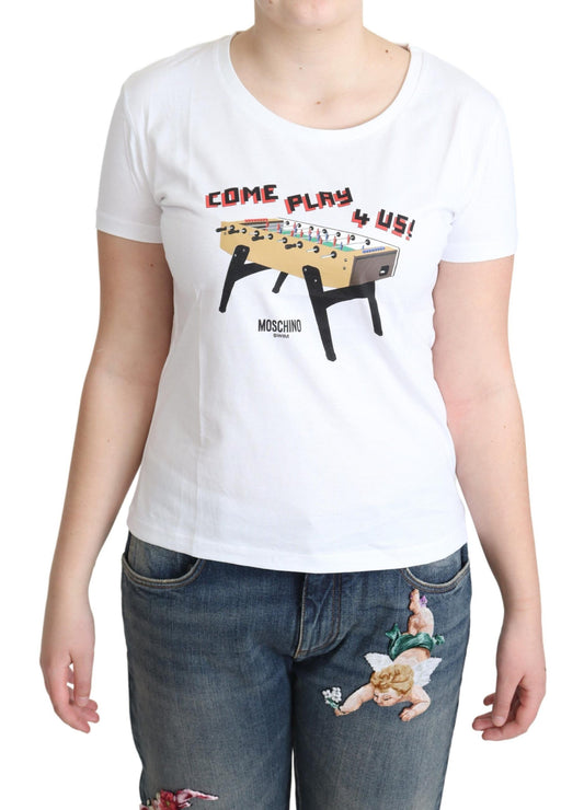 T-shirt col rond en coton Moschino Chic avec imprimé ludique