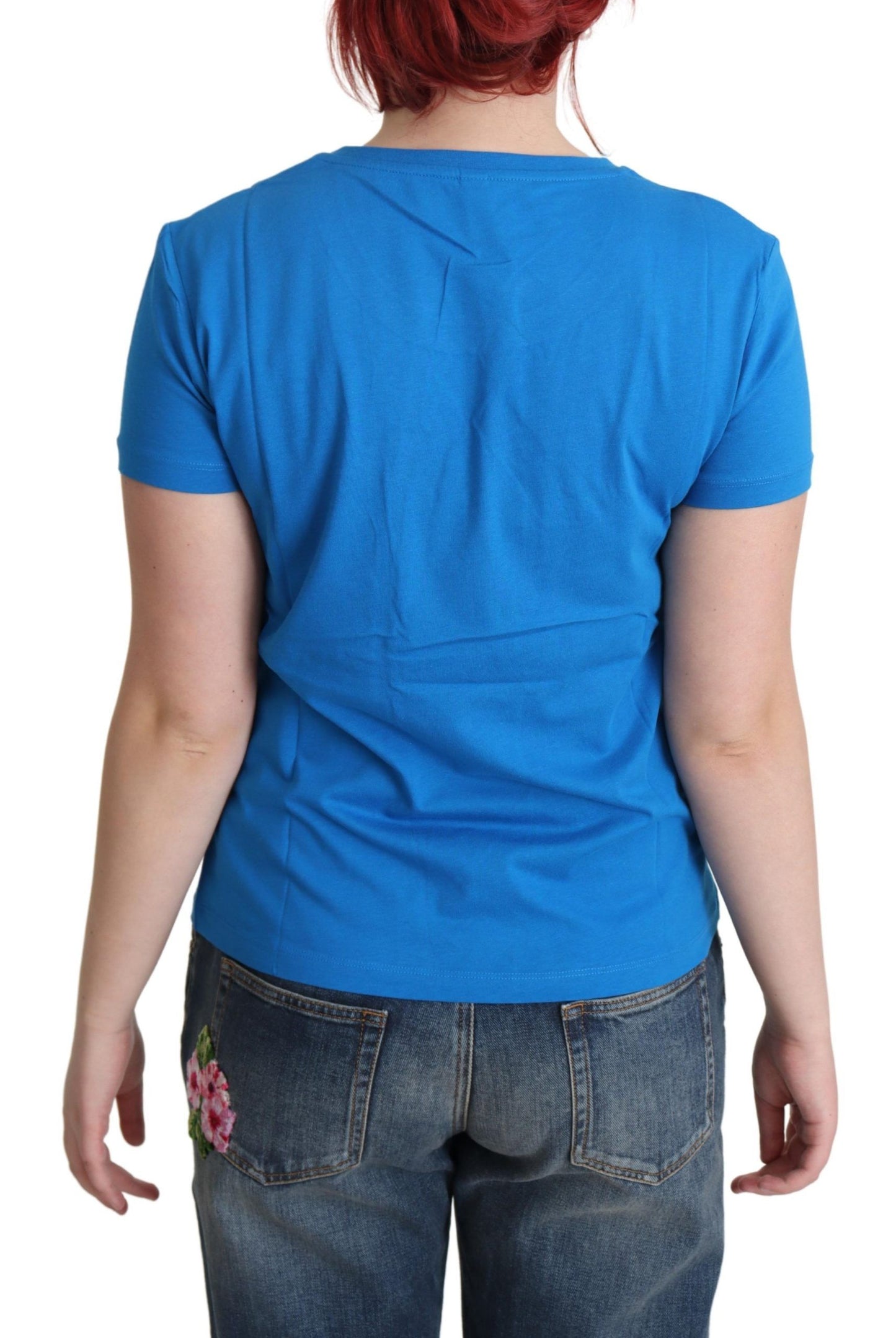 T-shirt Moschino Chic en coton bleu avec imprimé emblématique