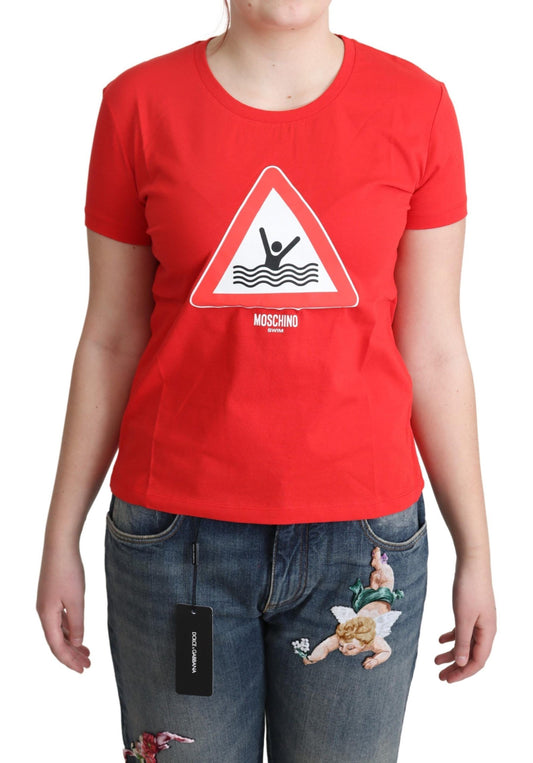 T-shirt en coton rouge graphique Moschino Chic