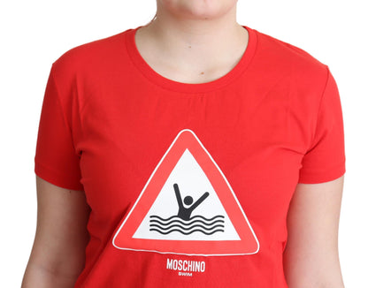T-shirt en coton rouge graphique Moschino Chic