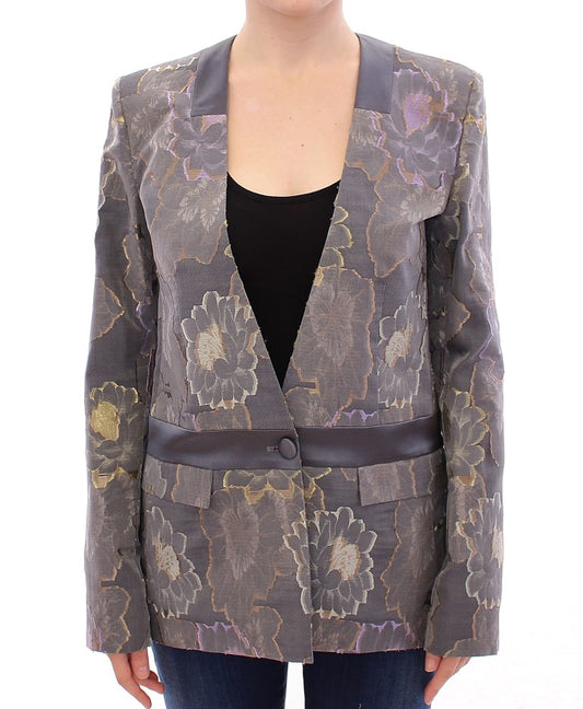 Blazer chic en soie à fleurs à un bouton Roberto Fragata