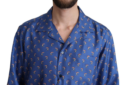 Dolce & Gabbana Blue Beach Chair Umbrella Print Silk Shirt by Dolce & Gabbana