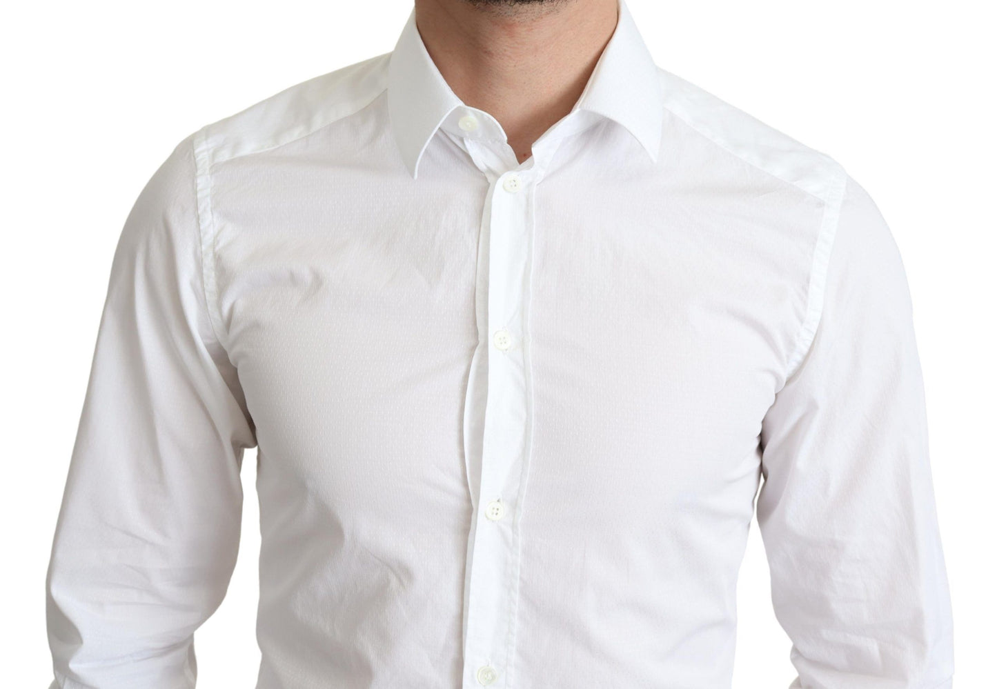 Dolce & Gabbana White Cotton Long Sleeves Men Formal Shirt by Dolce & Gabbana