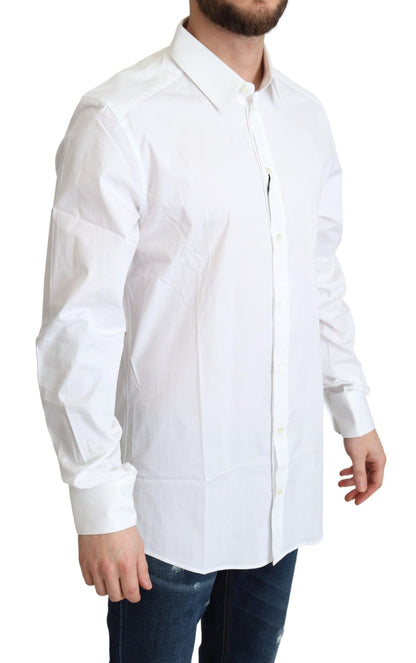Dolce & Gabbana White Cotton Stretch Men Dress Formal Shirt by Dolce & Gabbana