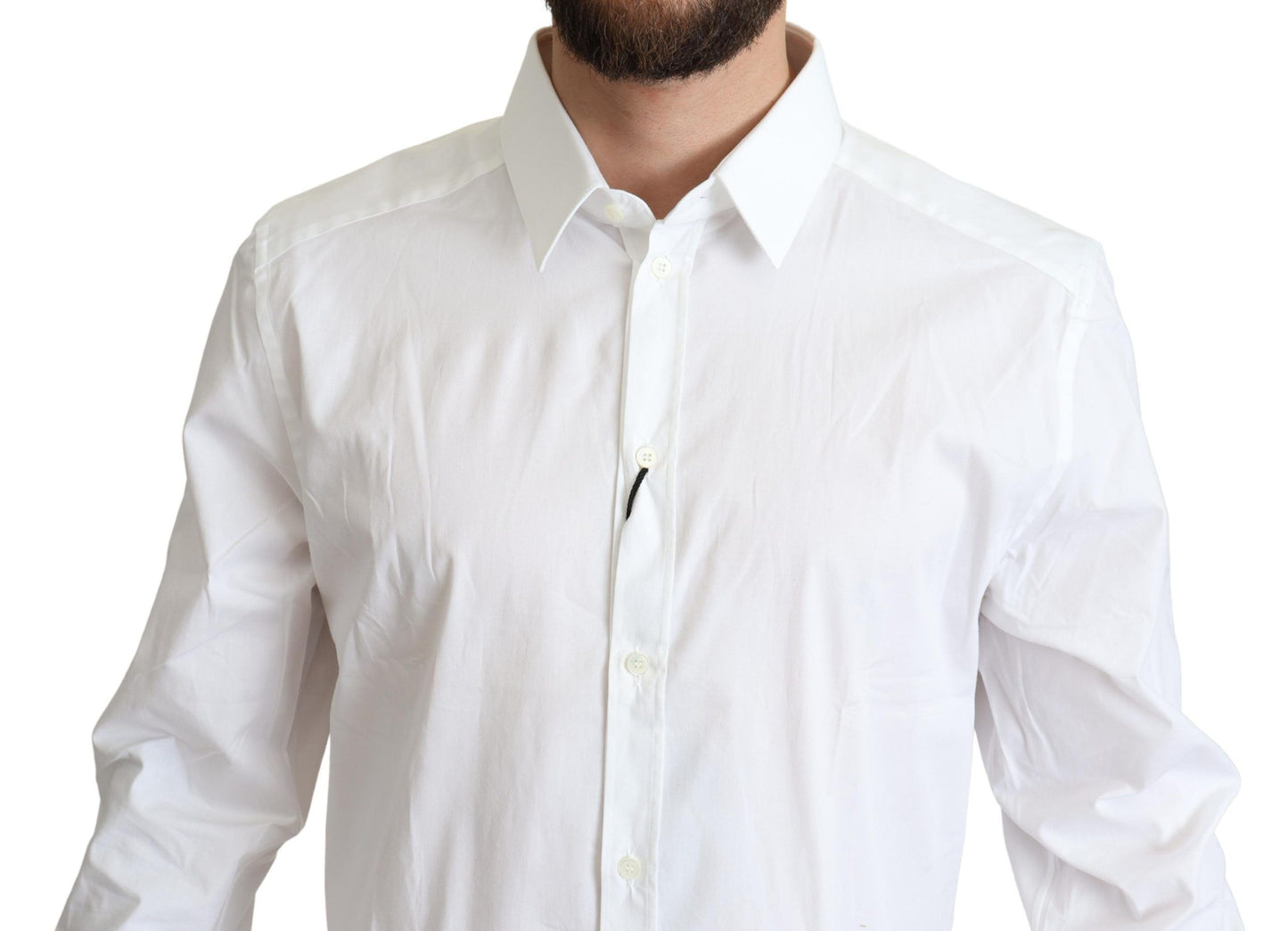 Dolce & Gabbana White Cotton Stretch Men Dress Formal Shirt by Dolce & Gabbana