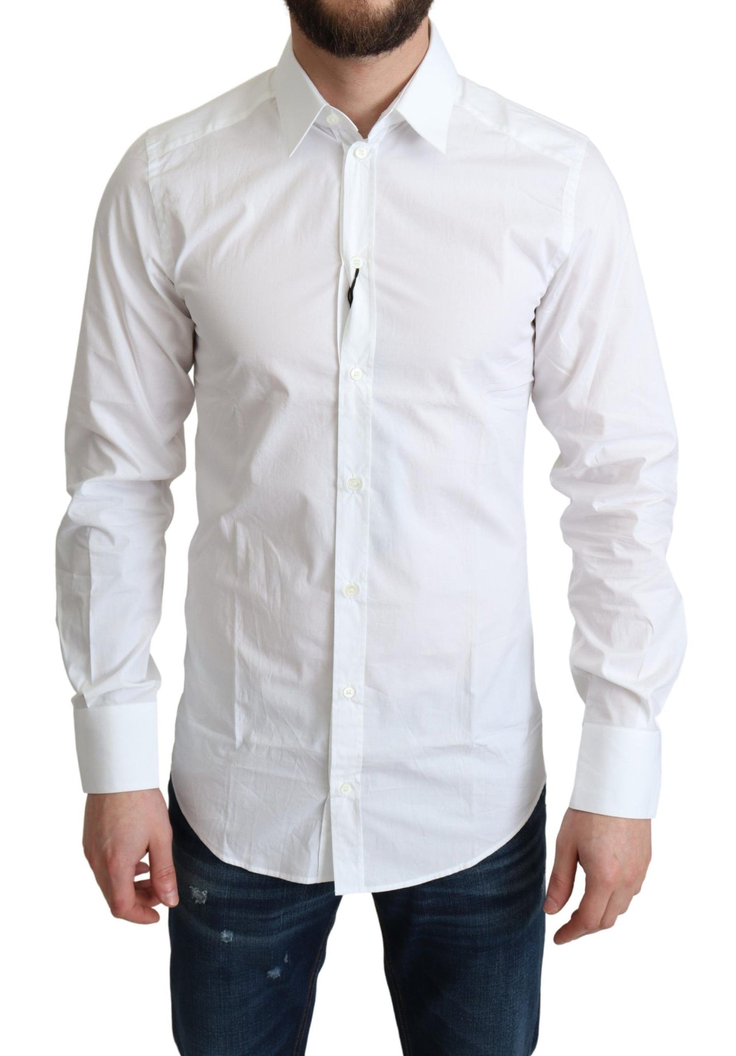 Dolce & Gabbana White Pure Cotton Men Dress Formal Shirt by Dolce & Gabbana