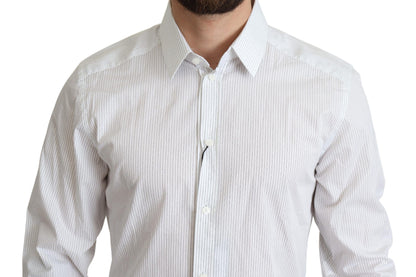 Dolce & Gabbana White Stripes Cotton Formal Dress Shirt by Dolce & Gabbana