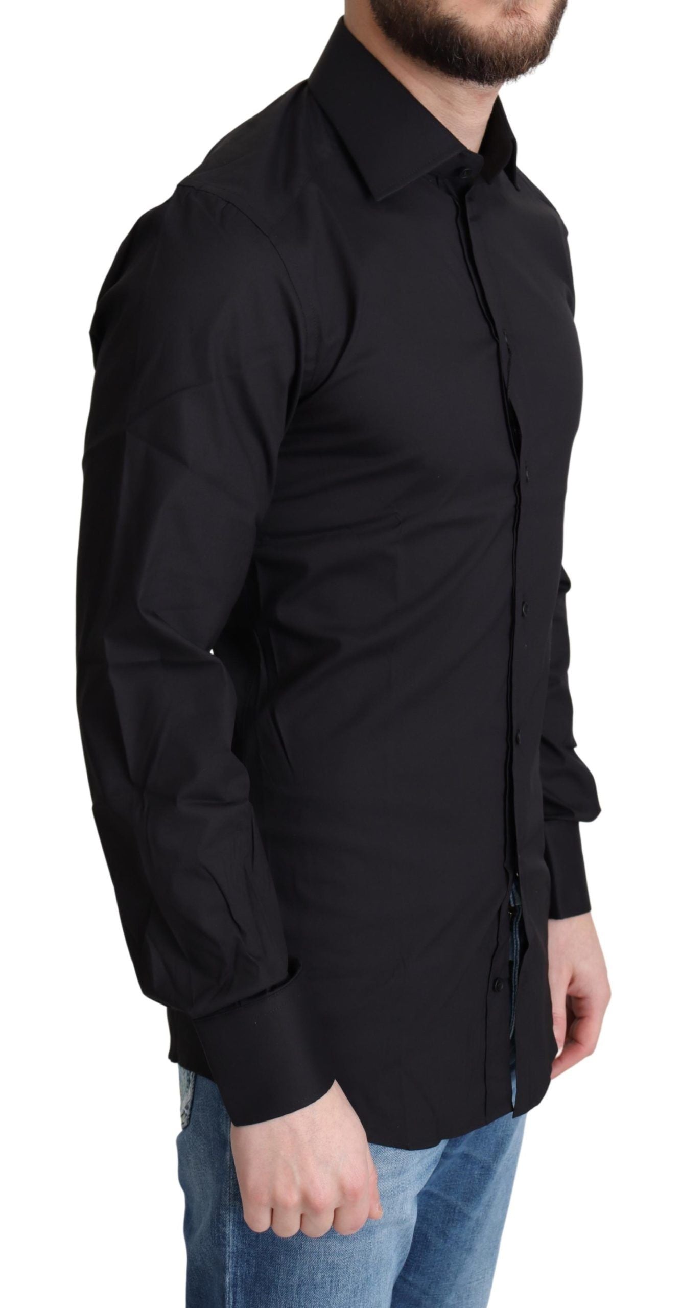 Dolce & Gabbana Black Cotton Blend Formal Dress Shirt by Dolce & Gabbana