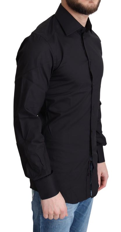 Dolce & Gabbana Black Cotton Blend Formal Dress Shirt by Dolce & Gabbana