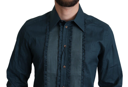 Dolce & Gabbana Blue Placket Cotton Dress Formal Shirt by Dolce & Gabbana