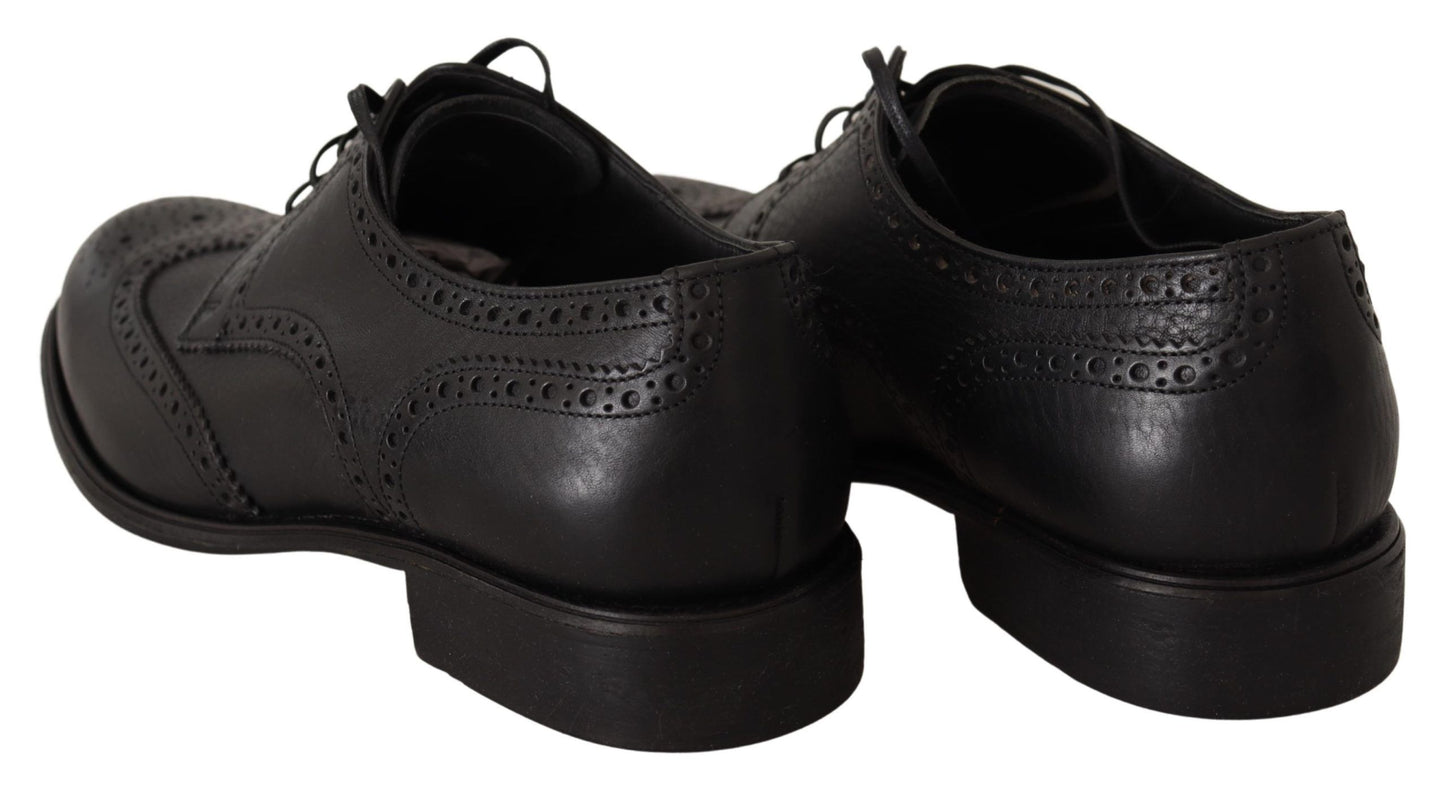 Chaussures Derby élégantes à bout golf en cuir noir Dolce &amp; Gabbana