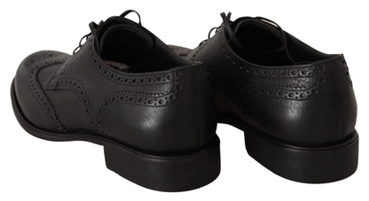 Chaussures Derby élégantes à bout golf en cuir noir Dolce &amp; Gabbana