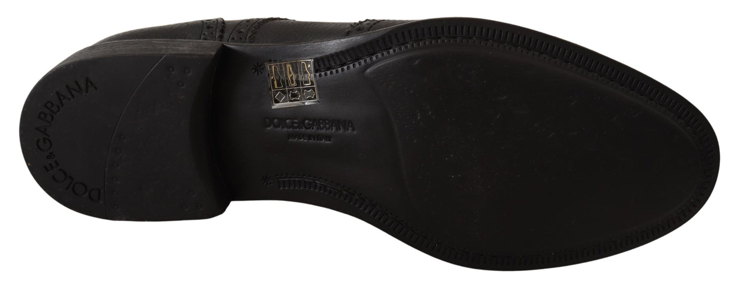 Chaussures Derby élégantes à bout golf en cuir noir Dolce &amp; Gabbana