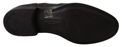 Chaussures Derby élégantes à bout golf en cuir noir Dolce &amp; Gabbana