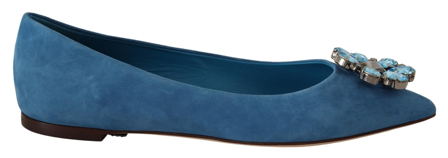 Dolce &amp; Gabbana Élégantes ballerines en daim ornées de cristaux