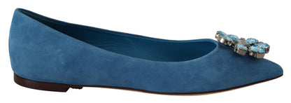 Dolce &amp; Gabbana Élégantes ballerines en daim ornées de cristaux