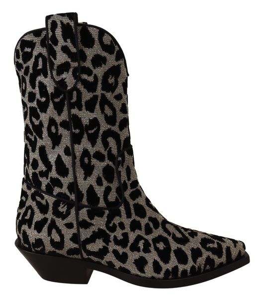 Bottes mi-mollet élégantes à imprimé léopard Dolce &amp; Gabbana