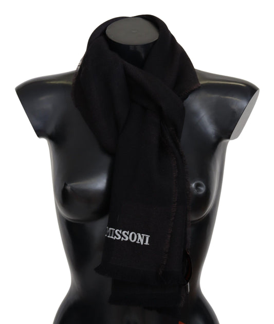 Écharpe élégante en laine noire Missoni avec logo brodé