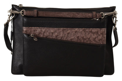 Dolce &amp; Gabbana Élégant sac bandoulière en cuir noir