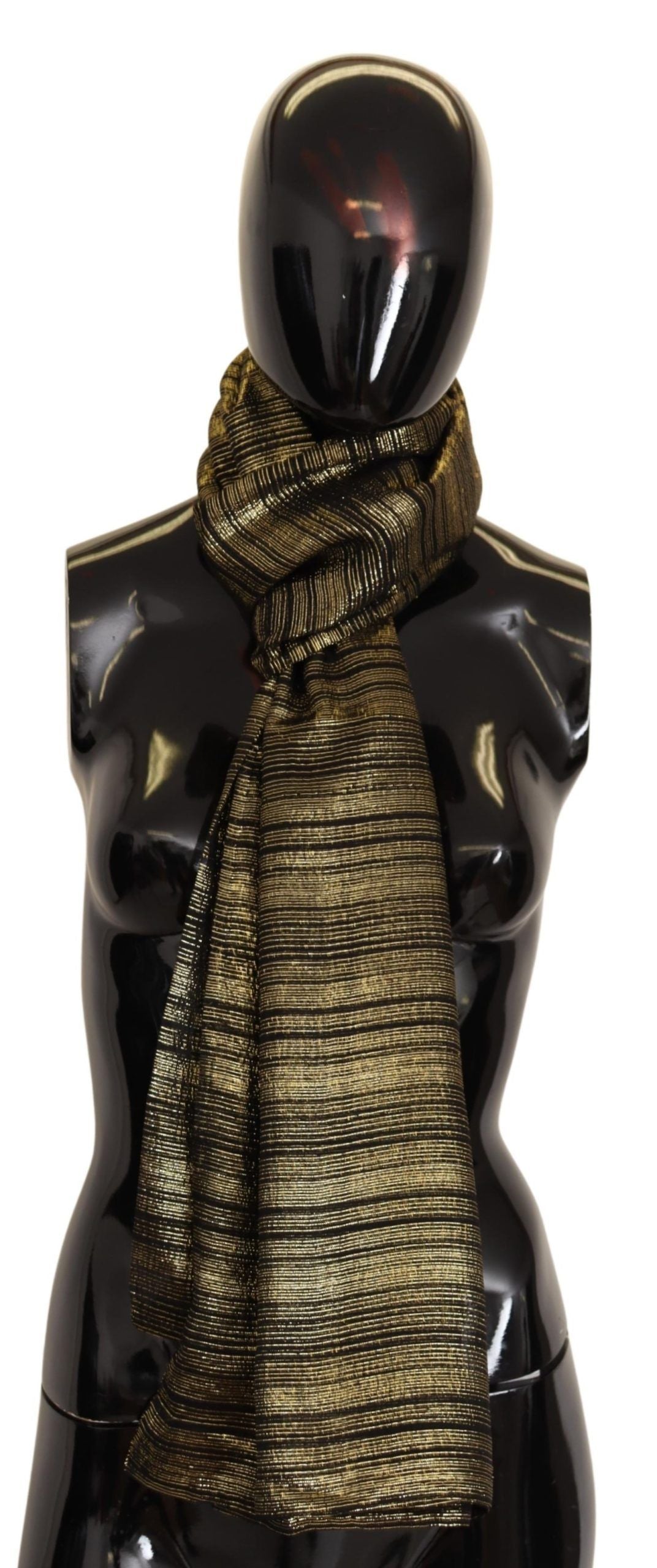 Dolce & Gabbana Metallic Gold Silk Stretch Shawl Wrap Scarf by Dolce & Gabbana