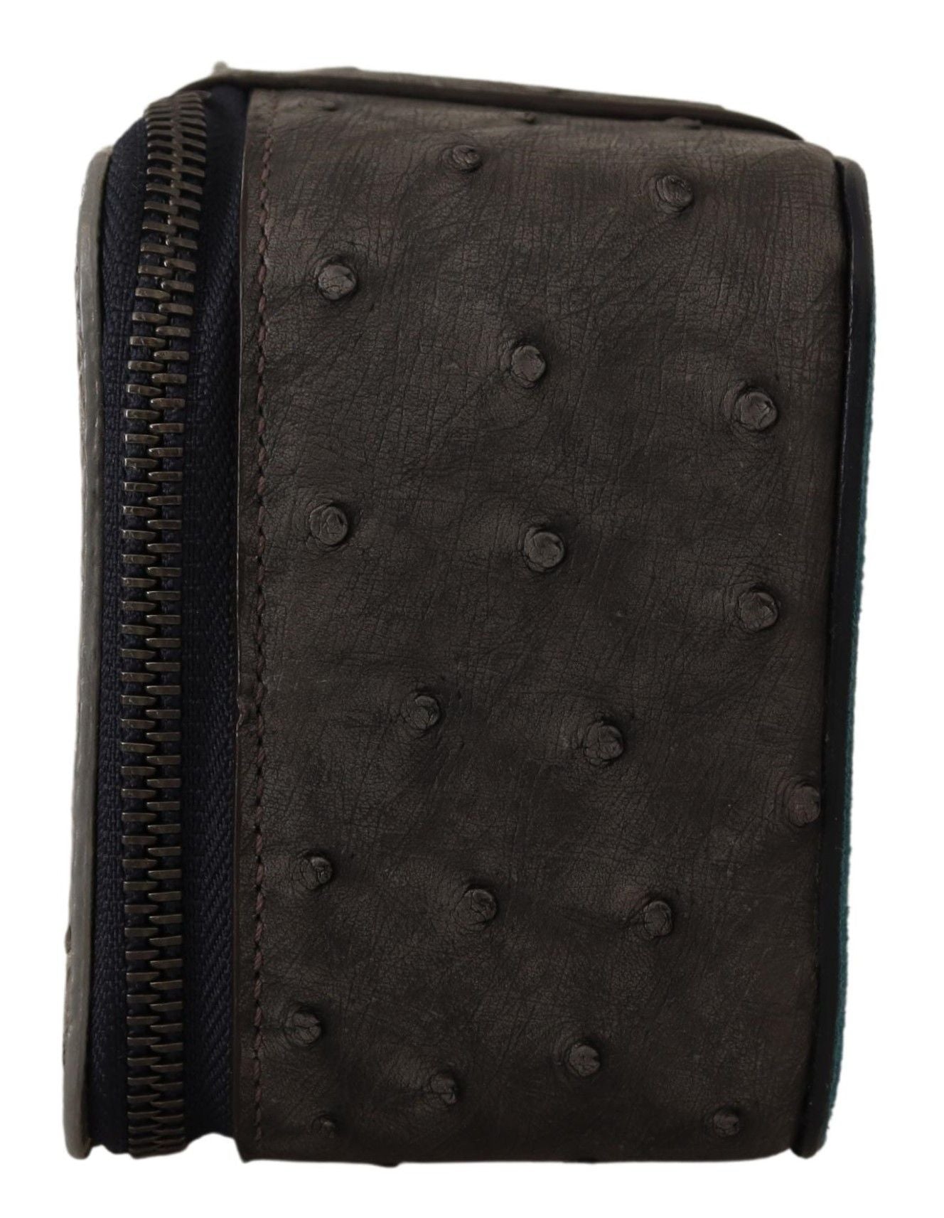 Dolce &amp; Gabbana Gray Skin Leather Vanity Case Toiletry Shaving Bag