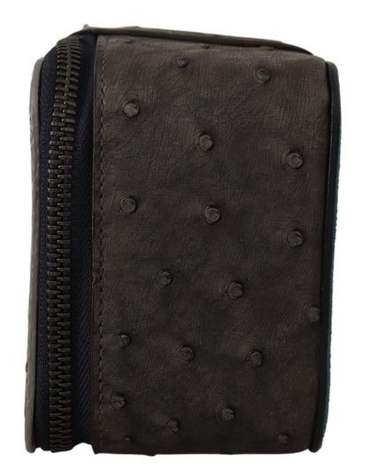 Dolce &amp; Gabbana Gray Skin Leather Vanity Case Toiletry Shaving Bag