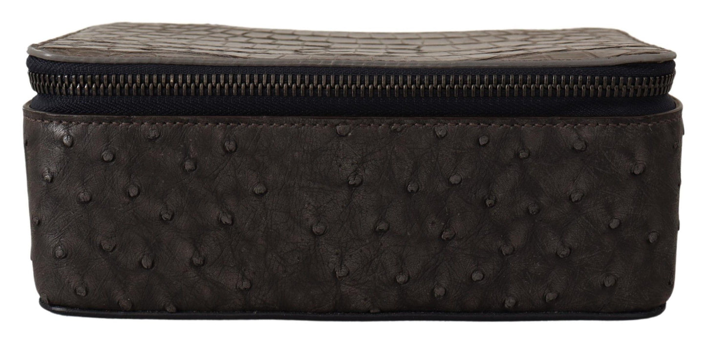 Dolce &amp; Gabbana Gray Skin Leather Vanity Case Toiletry Shaving Bag