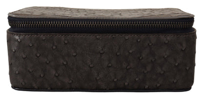 Dolce &amp; Gabbana Gray Skin Leather Vanity Case Toiletry Shaving Bag