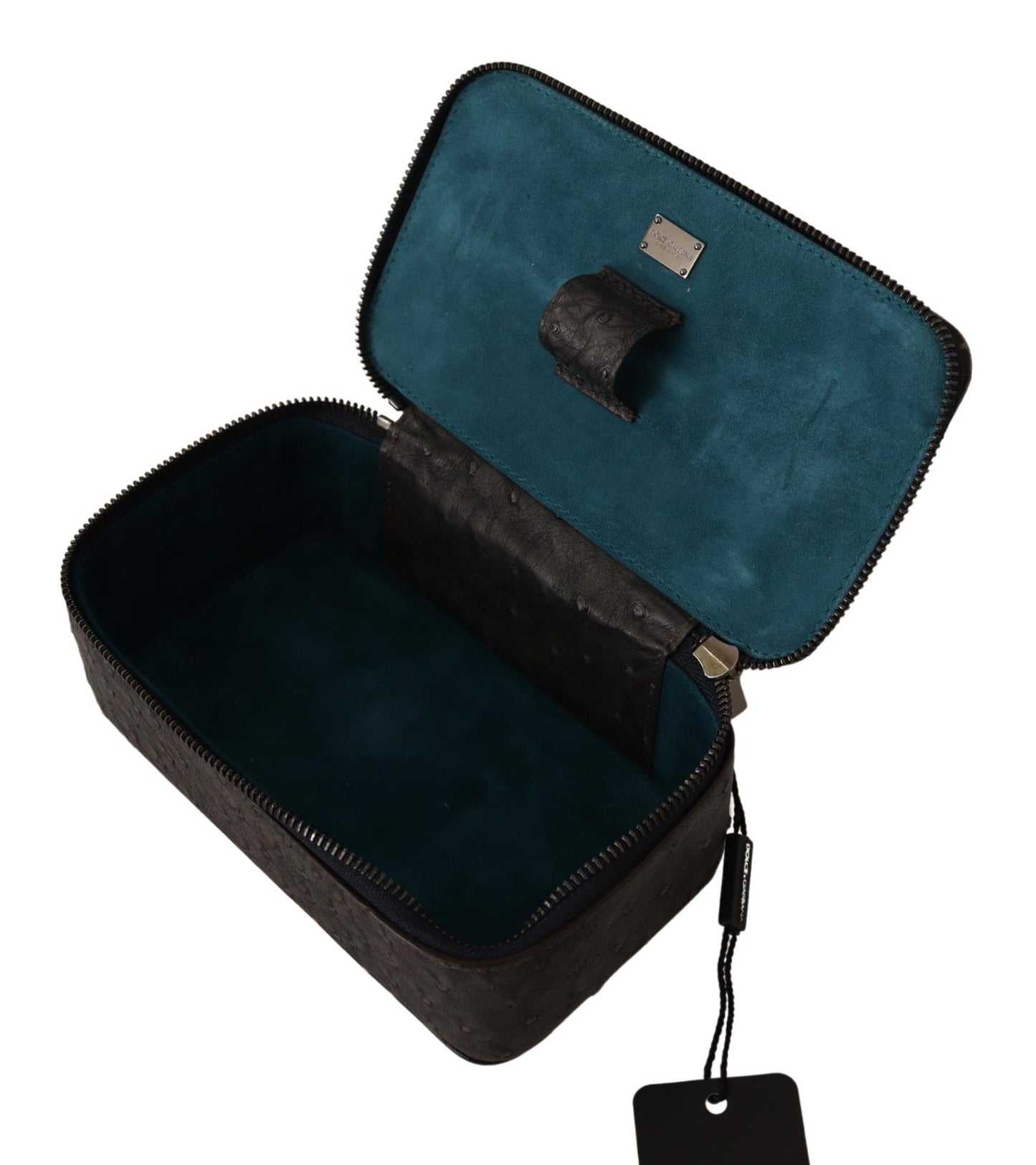 Dolce &amp; Gabbana Gray Skin Leather Vanity Case Toiletry Shaving Bag