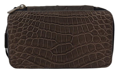 Dolce &amp; Gabbana Gray Skin Leather Vanity Case Toiletry Shaving Bag