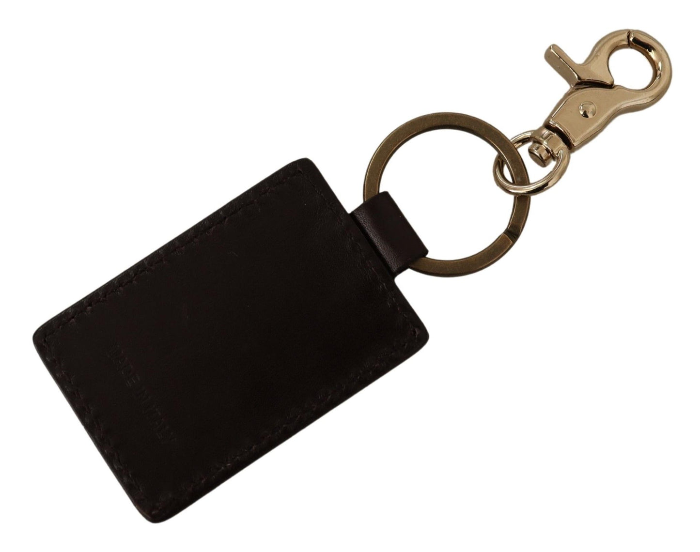 Porte-clés unisexe élégant en cuir Dolce &amp; Gabbana avec détails dorés
