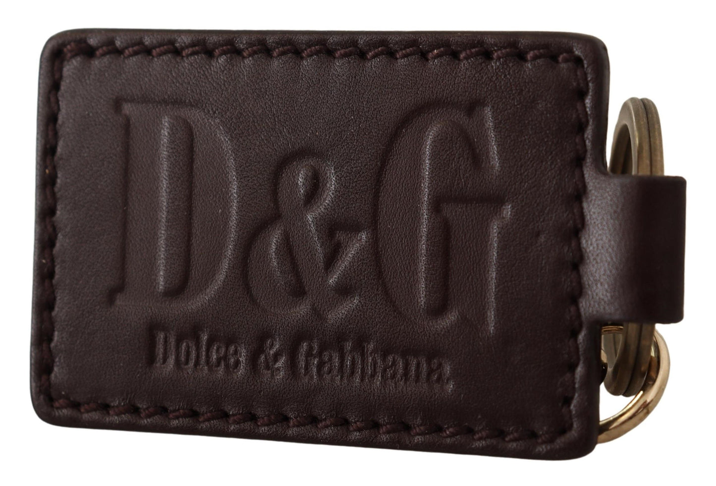Porte-clés unisexe élégant en cuir Dolce &amp; Gabbana avec détails dorés