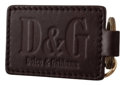 Porte-clés unisexe élégant en cuir Dolce &amp; Gabbana avec détails dorés
