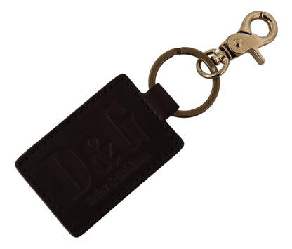 Porte-clés unisexe élégant en cuir Dolce &amp; Gabbana avec détails dorés