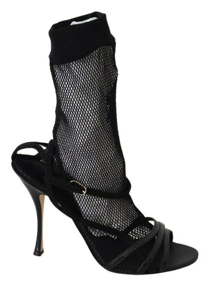 Sandales à talons aiguilles en maille noire chic Dolce &amp; Gabbana