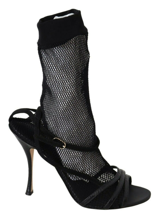 Sandales à talons aiguilles en maille noire chic Dolce &amp; Gabbana