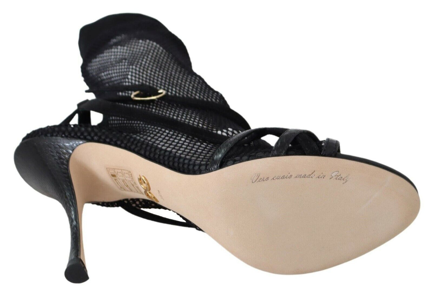 Sandales à talons aiguilles en maille noire chic Dolce &amp; Gabbana
