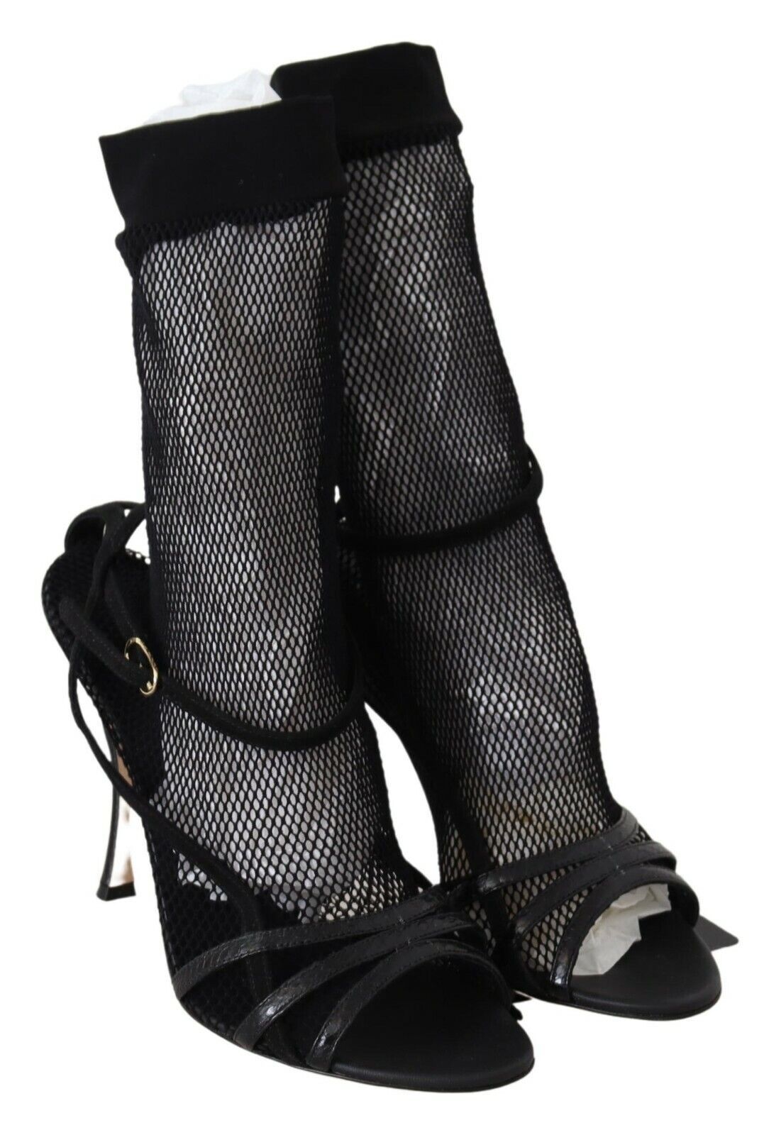 Sandales à talons aiguilles en maille noire chic Dolce &amp; Gabbana