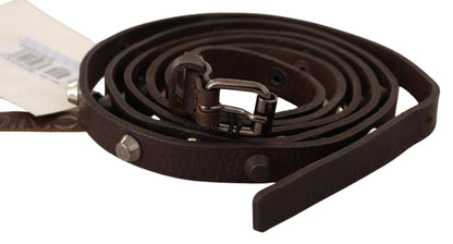 Ceinture en cuir marron chic avec boucle argentée